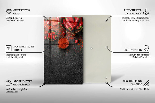 Üveg vágódeszka Piros chili paprika