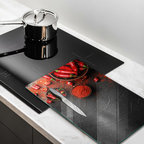 Üveg vágódeszka Piros chili paprika