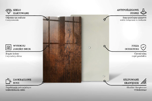 Üveg vágódeszka Sötét fa tábla