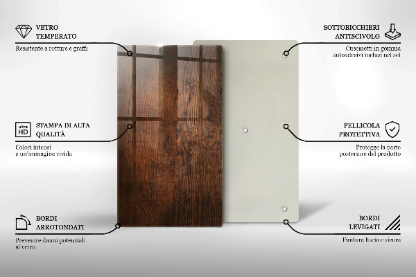 Üveg vágódeszka Sötét fa tábla