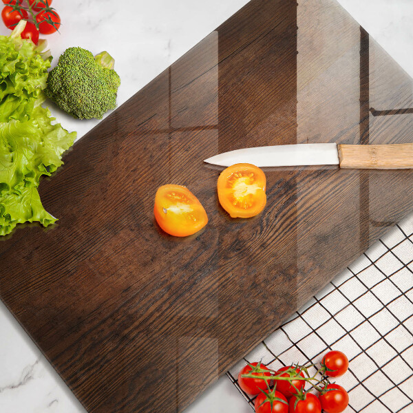 Üveg vágódeszka Sötét fa tábla