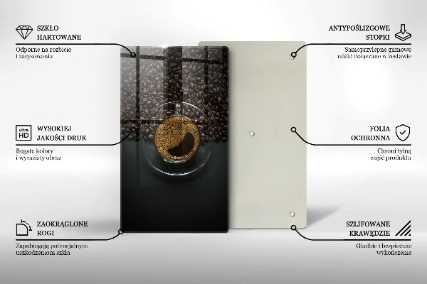 Üveg vágódeszka Kávé és bab