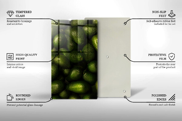 Üveg vágódeszka Avokádó gyümölcs