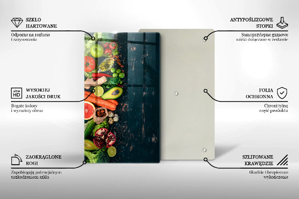 Üveg vágódeszka Gyümölcsök és zöldségek