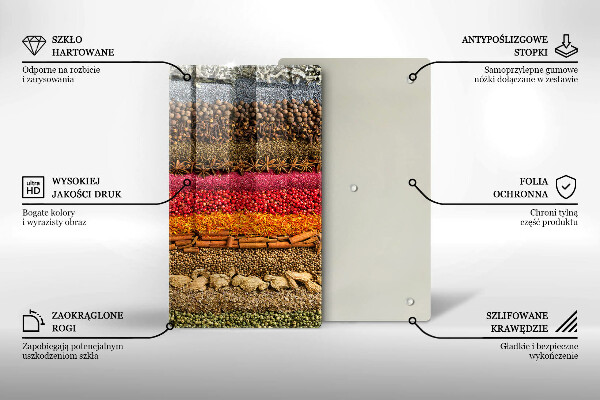 Üveg vágódeszka Színes fűszerek