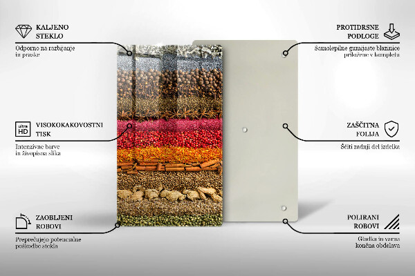 Üveg vágódeszka Színes fűszerek