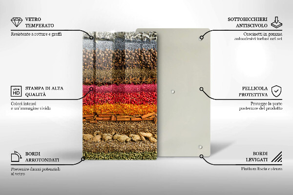 Üveg vágódeszka Színes fűszerek