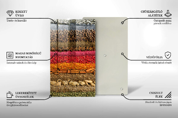 Üveg vágódeszka Színes fűszerek