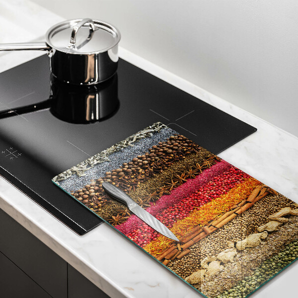 Üveg vágódeszka Színes fűszerek