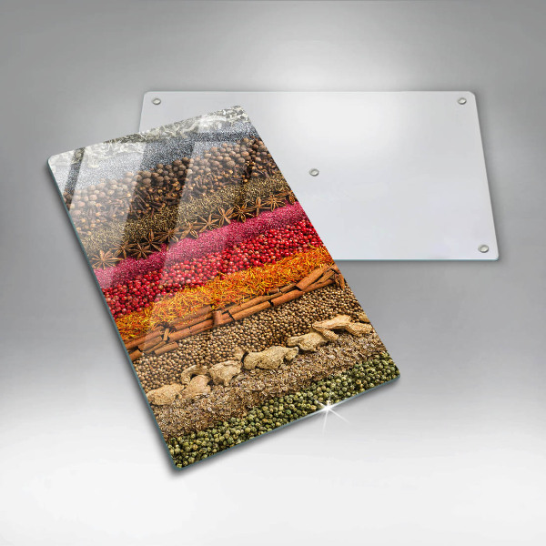 Üveg vágódeszka Színes fűszerek