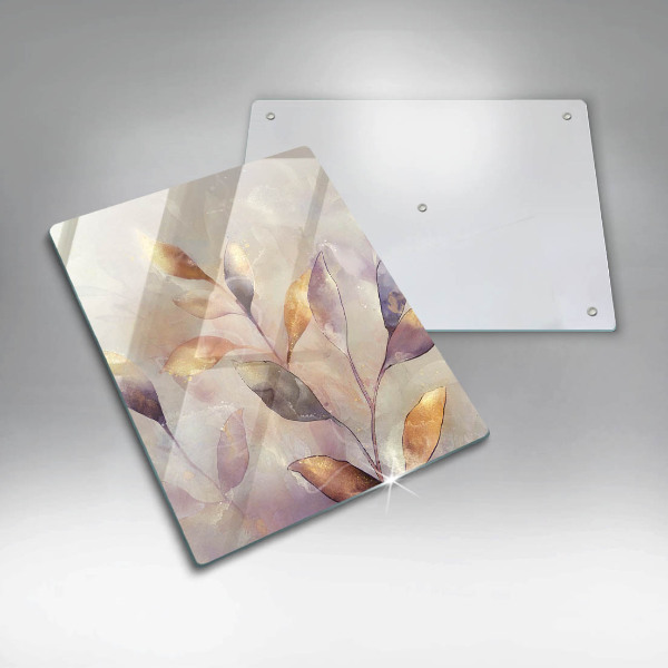 Üveg vágódeszka Festett boho levelek