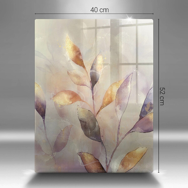 Üveg vágódeszka Festett boho levelek