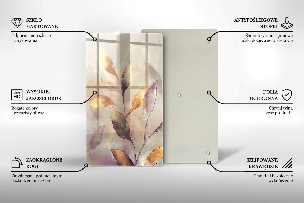 Üveg vágódeszka Festett boho levelek