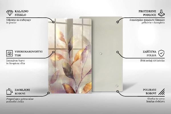 Üveg vágódeszka Festett boho levelek