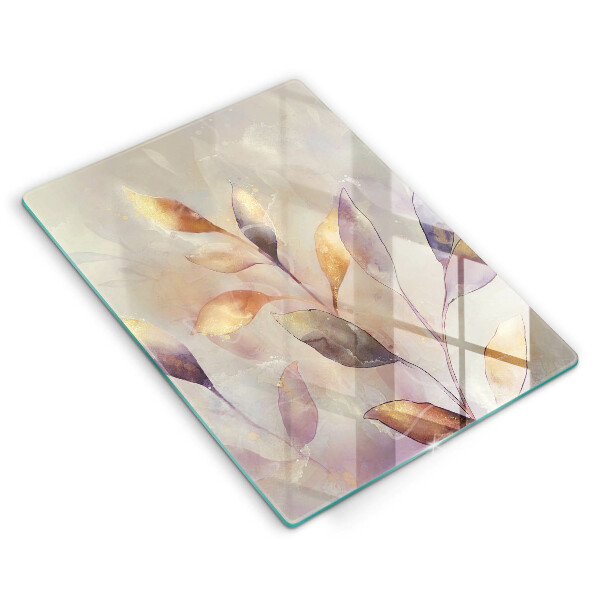 Üveg vágódeszka Festett boho levelek
