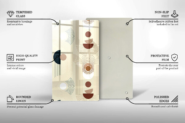Üveg vágódeszka Boho geometriai formák
