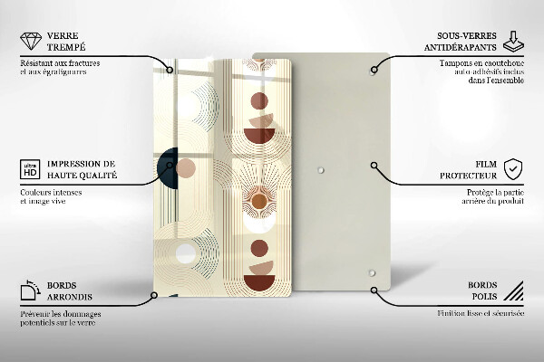 Üveg vágódeszka Boho geometriai formák