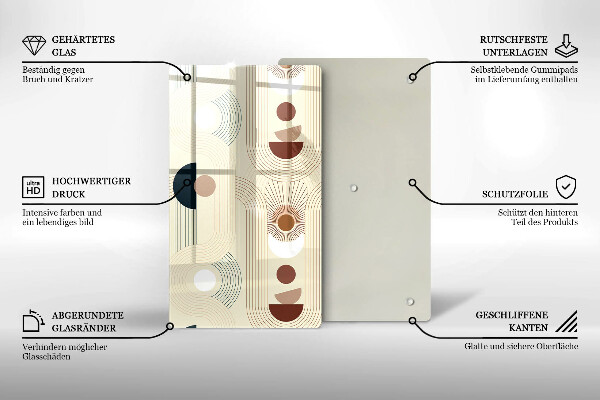 Üveg vágódeszka Boho geometriai formák