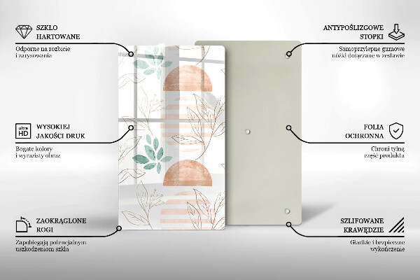 Üveg vágódeszka Boho levelek minta