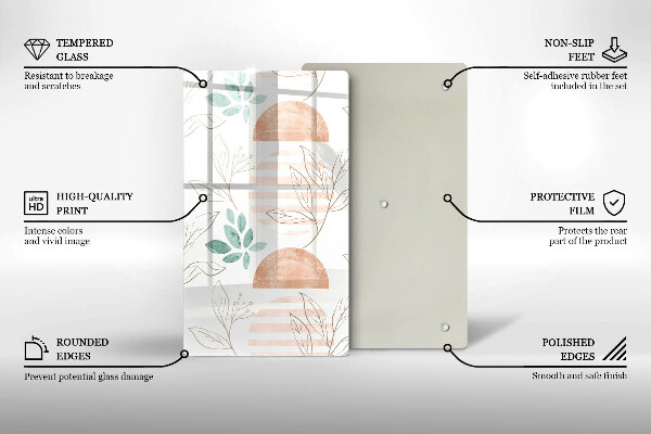 Üveg vágódeszka Boho levelek minta