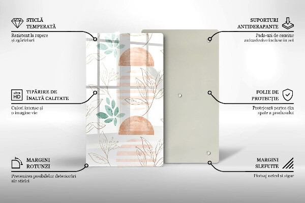 Üveg vágódeszka Boho levelek minta