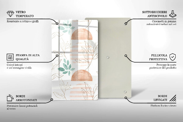 Üveg vágódeszka Boho levelek minta