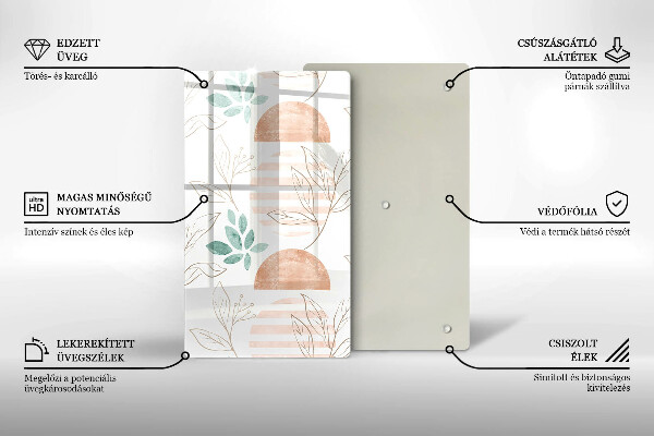 Üveg vágódeszka Boho levelek minta