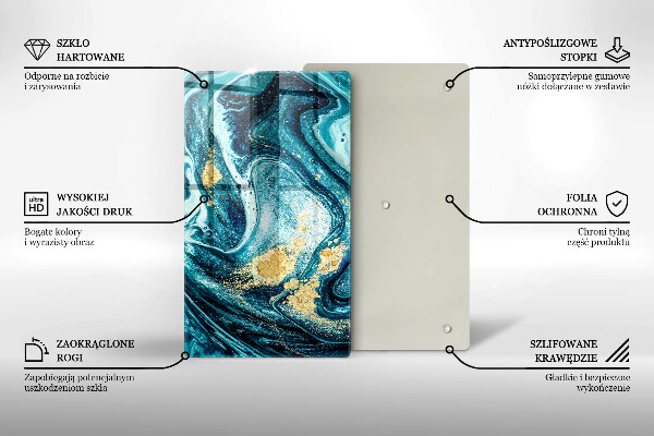 Üveg vágódeszka Kék arany absztrakció