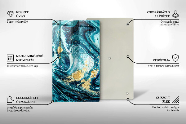 Üveg vágódeszka Kék arany absztrakció