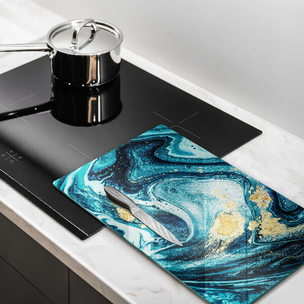 Üveg vágódeszka Kék arany absztrakció