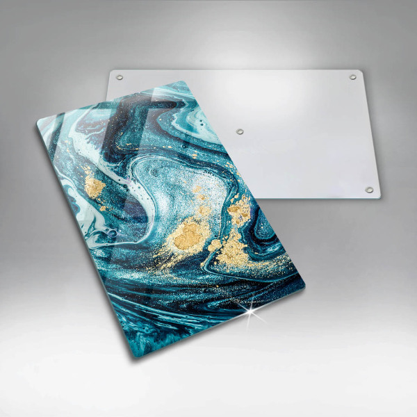 Üveg vágódeszka Kék arany absztrakció