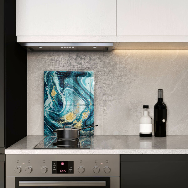 Üveg vágódeszka Kék arany absztrakció