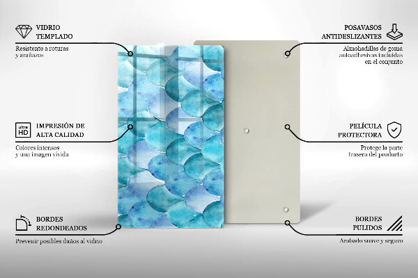 Üveg vágódeszka Akvarell skálák