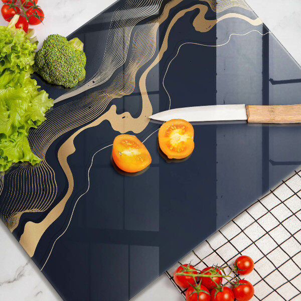 Üveg vágódeszka Absztrakt arany vonalak