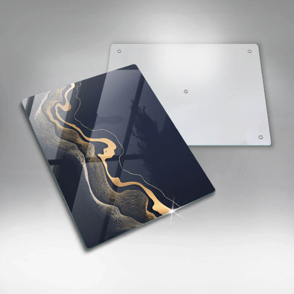 Üveg vágódeszka Absztrakt arany vonalak