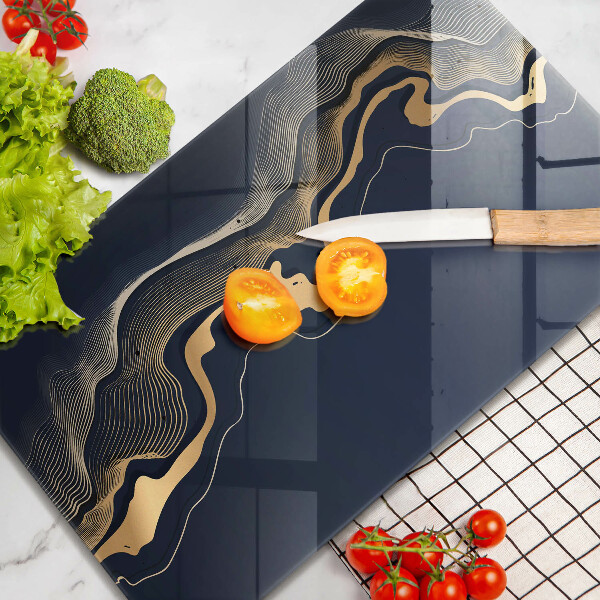 Üveg vágódeszka Absztrakt arany vonalak