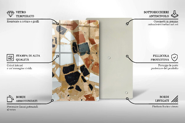 Üveg vágódeszka Dekoratív kövek lemez