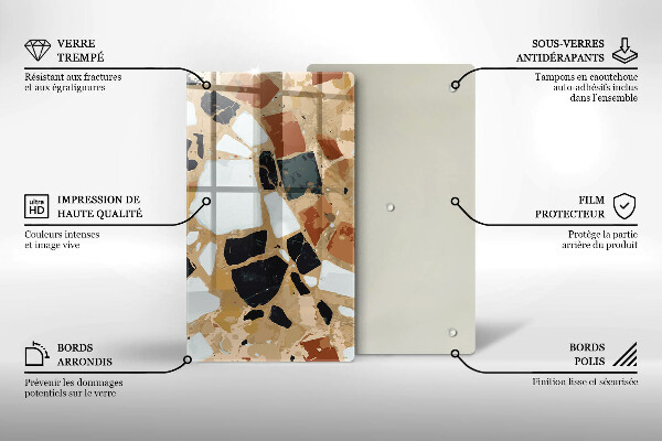 Üveg vágódeszka Dekoratív kövek lemez