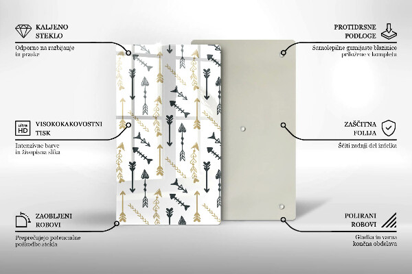 Üveg vágódeszka Boho nyilak minta