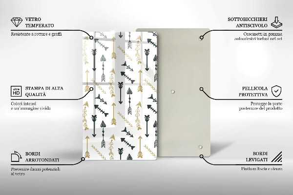 Üveg vágódeszka Boho nyilak minta