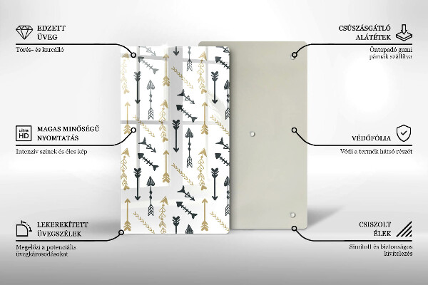 Üveg vágódeszka Boho nyilak minta