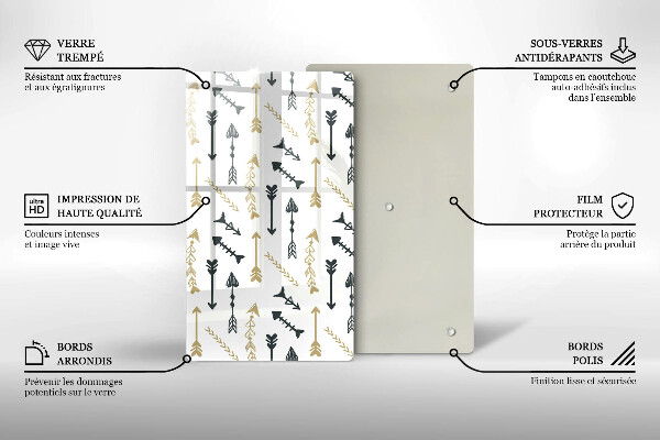 Üveg vágódeszka Boho nyilak minta