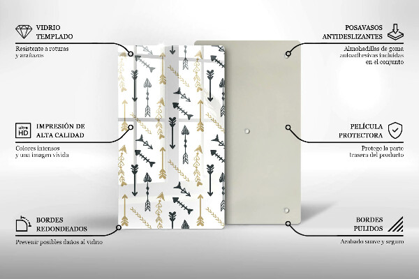 Üveg vágódeszka Boho nyilak minta