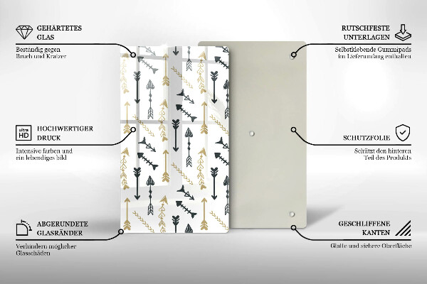 Üveg vágódeszka Boho nyilak minta