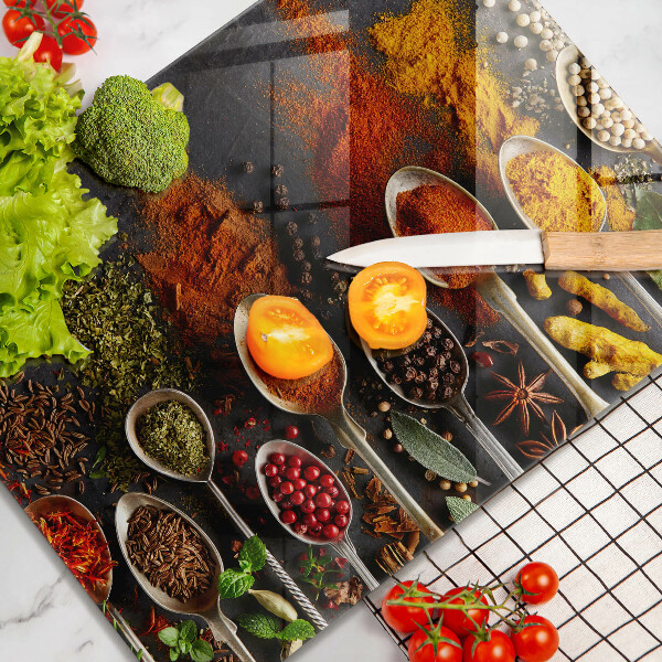 Üveg vágódeszka Fűszeres kanalak