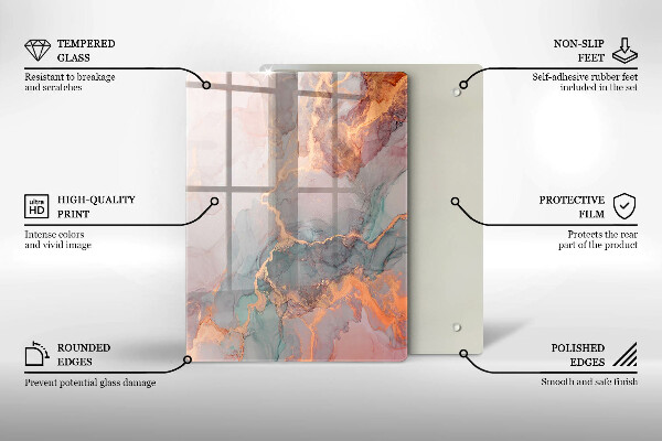 Üveg vágódeszka Díszítő kő