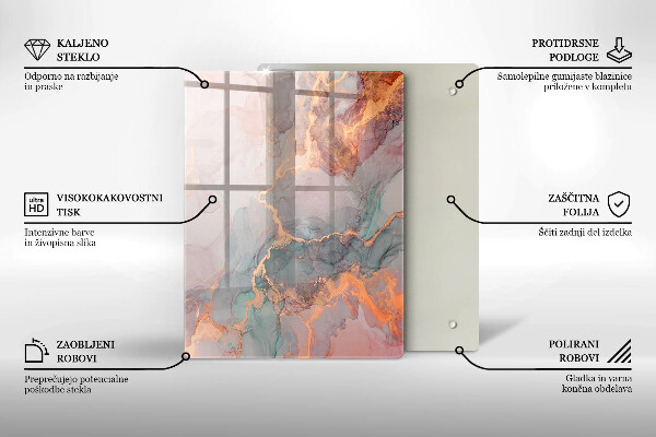 Üveg vágódeszka Díszítő kő