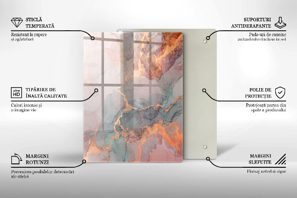 Üveg vágódeszka Díszítő kő