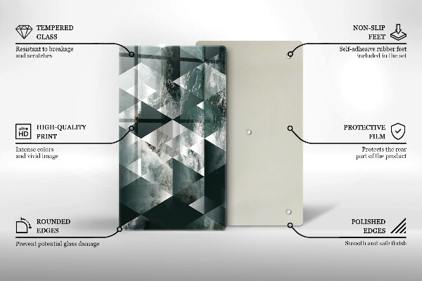 Üveg vágódeszka Háromszögek és víz