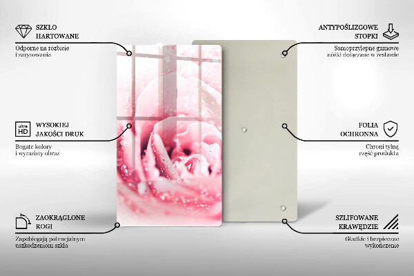 Üveg vágódeszka Harmatcseppek és rózsavirág